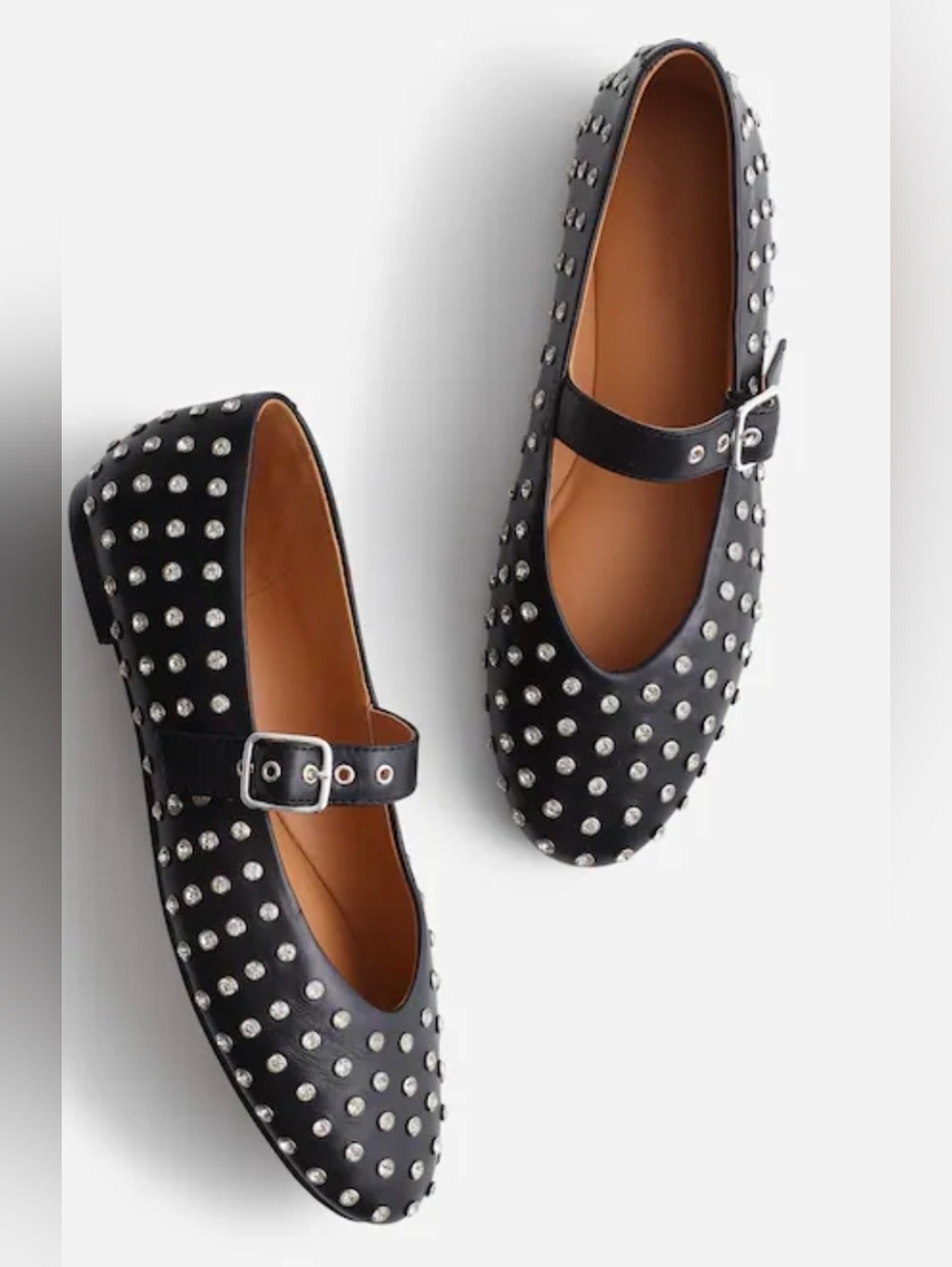 Madewell Remy Studded Mary Jane Flats Black Leather Size 7.5 Sold Out